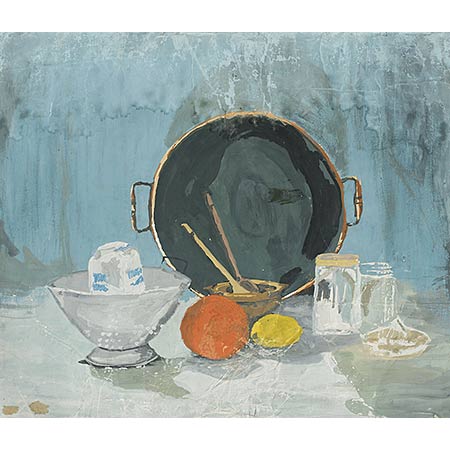 Still life with Orange and Lemon 1965 Powder paint on paper, 28 x 19cm 