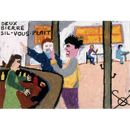 Deux Bierre, Paris series 1974, Watercolour on paper, 30 x 46cm. Ollis shared the Royal College of Art, Paris studio with fellow student Jim Hunter.