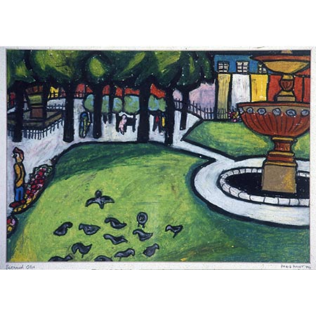 Paris series 1974, Oil pastel on paper, 30 x 46cm