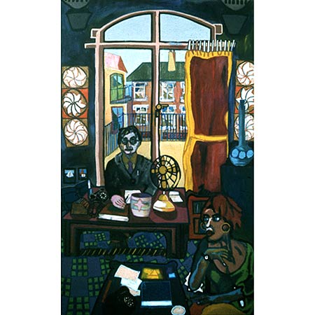 The Bosses Secretary (Royal College of Art - Graduation Painting) 1976, Oil on canvas, 160 x 75cm