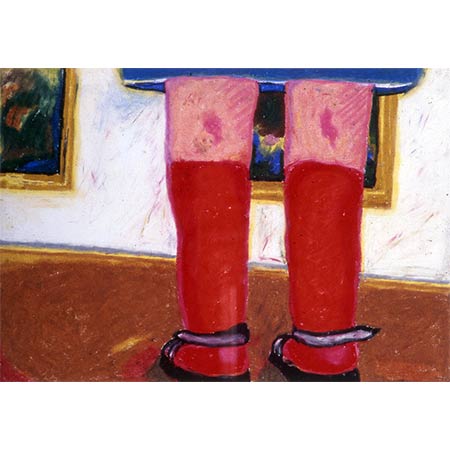 The Red Socks, Paris series 1974, Oil pastel on paper, 30 x 46cm
