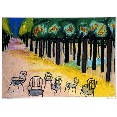 The Tuilleries, Paris series 1974, Oil pastel on paper, 30 x 46cm