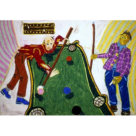 Darwin Pool Room 1978, Oil Pastel on paper 40 x 61cm