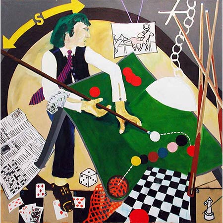 The Whiskey Glass 1979, Oil/oil pastel on canvas, 177 x 177cm (Centre panel of the 'Gambling') triptych)