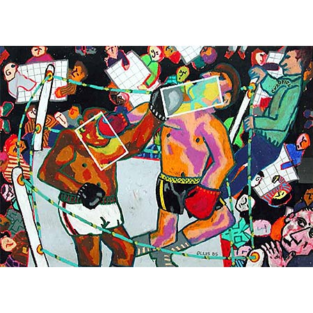 The Pugilist 1985, Oil pastel on paper, 80 x 100cm
