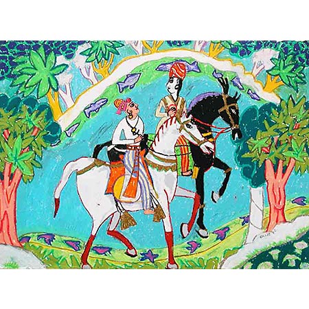 Indian series 1995, Oil pastel on paper, 56 x 75cm