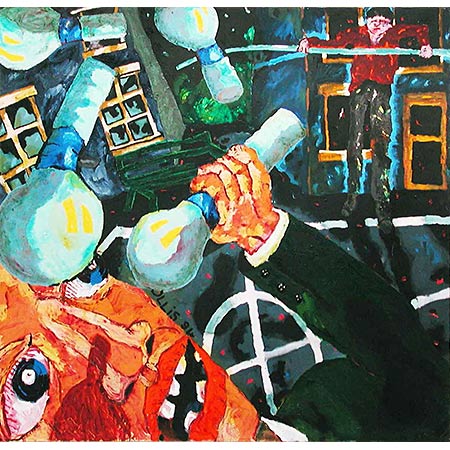 Rehearsal by night Sept 1994, Oil on canvas, 186 x 178 cm