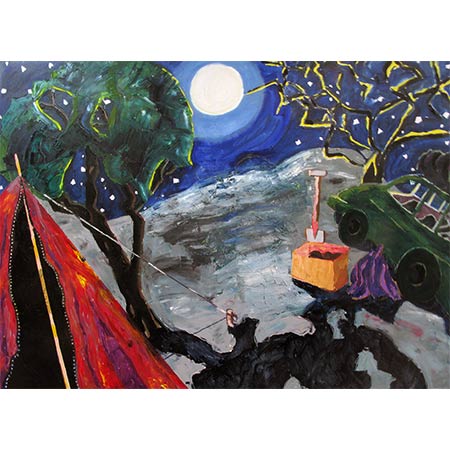 Camping under a Full Moon 2010, Oil on Canvas, 122 x 168cm