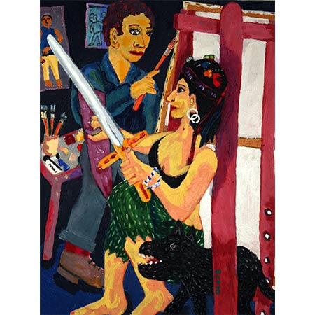 Dog Artist and Model 2007, Oil on Canvas, 102 x 76cm