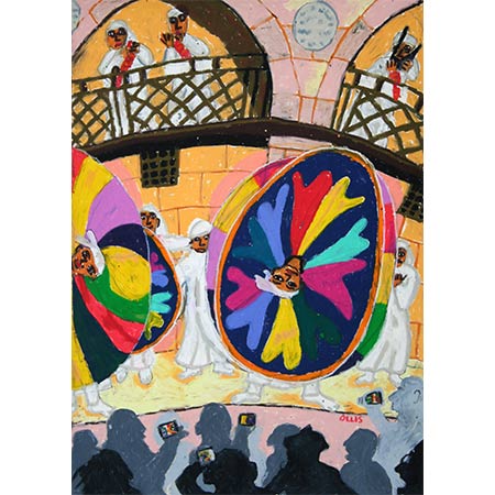 The Whirling Dervishes - Egypt 2008, Oil pastel on paper, 59 x 42cm