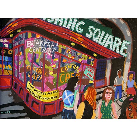 Breakfast New York 2013, Oil pastel 42 x 60cm
