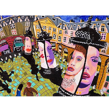 Place Vendome with Cartier Advertising 2013, Oil pastel on paper, 57 x 76cm 