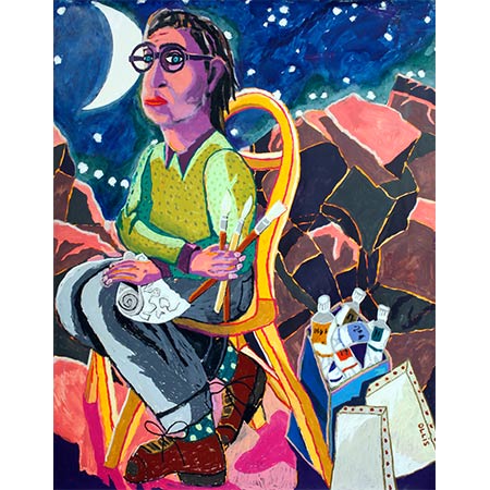 Self Portrait with Brushes 2015, Mixed media 156 x 122cm