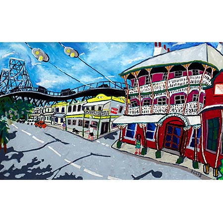 Under the Bridge - Brisbane 2015, Oil pastel on paper 56 x 92cm