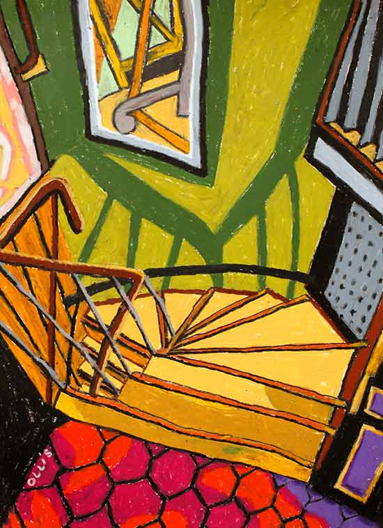Montmartre Stairwell_oil-pastel-on-arches_60x42